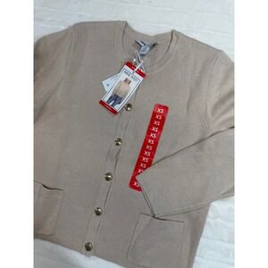 Nine West Cardigan Sweater Womens XSmall Beige Spring Relaxed Elegant Chic‎
